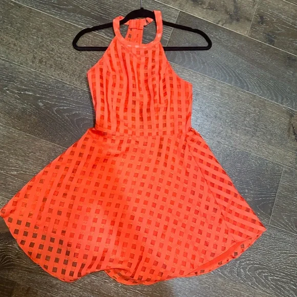 open lace back dress Celino Women's Orange Color Cap Sleeve Slim Summer Wear Mini Skater Dr